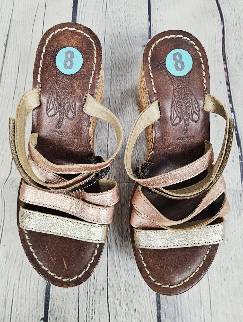 FLY LONDON | Idra strappy metallic leather platform wedge sandals - Picture 4 of 11